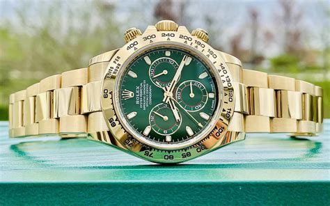 rolex green face diamonds|rolex daytona gold green dial.